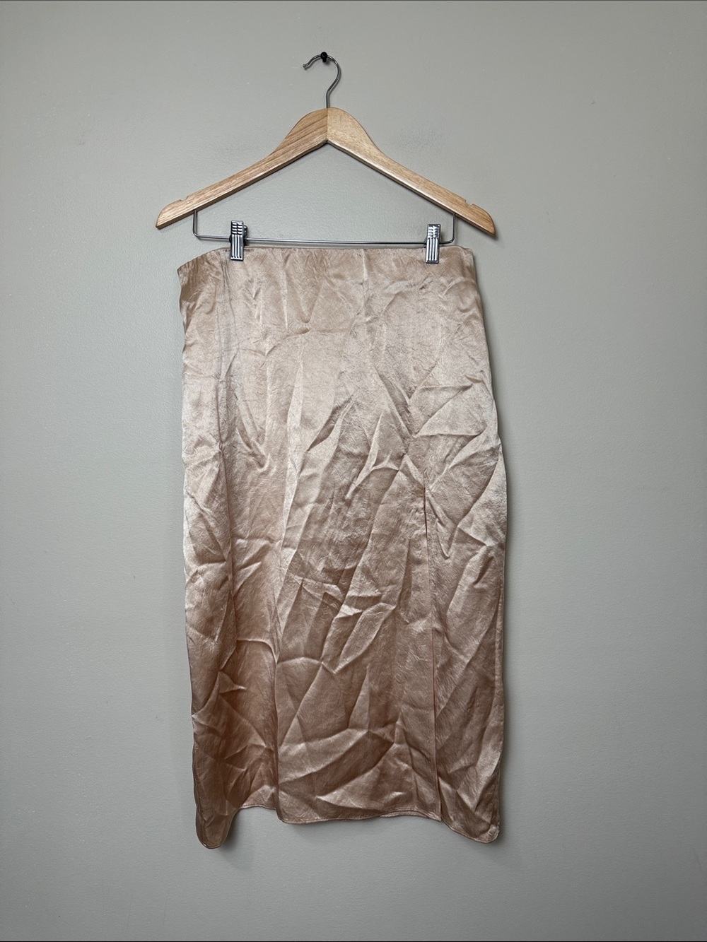 Babaton Satin Midi Skirt in Champagne size 12